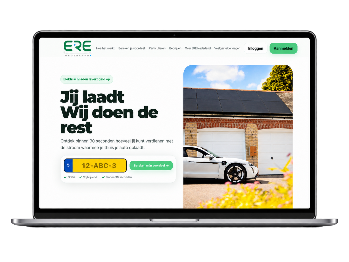 ERE-Nederland website op laptop