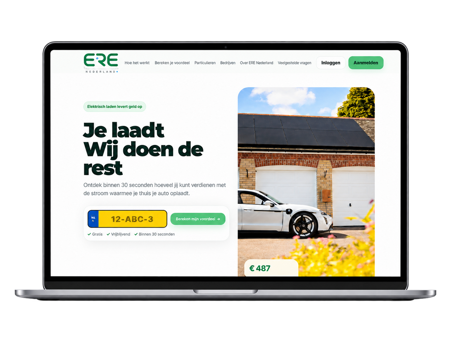 ERE-Nederland website in laptopmockup